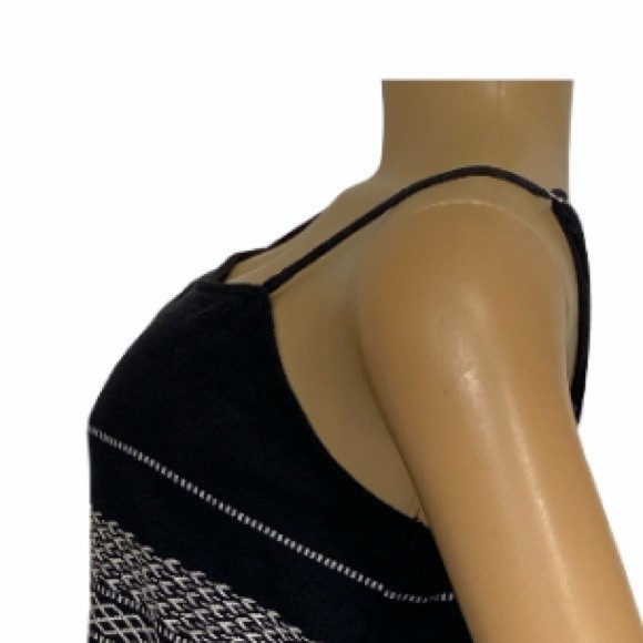 A.N.A Babydoll Tank Top Boho embroidered Black White Rust size M - Picture 7 of 14
